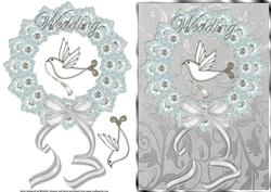White Dove Wedding Card Front Front with Decoupage