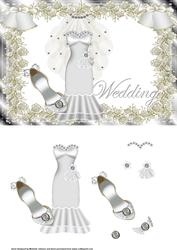 Wedding Dress Quick Card Front with Decoupage