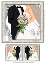 Bride & Groom topper with gift tag Silver