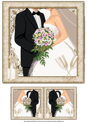 Bride & Groom topper with gift tag Gold