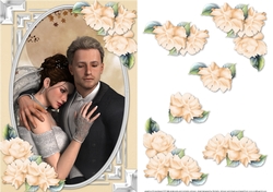 Caucasian Bride & Groom And Roses Card Front