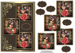 Mysterious Skull And Roses Three Square Quick Card