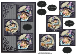 Cool Little Witch Three Square Quick Card