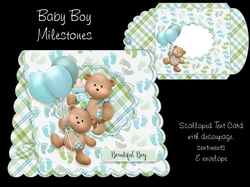 Baby Boy Milestones Scalloped Tent Card