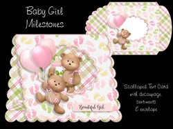 Baby Girl Milestones Scalloped Tent Card