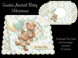 Gender Neutral Baby Milestones Scalloped Tent Card