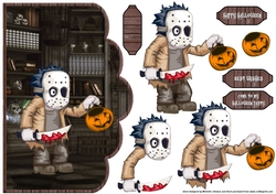 Jason Birthday Or Halloween Scallope Curve Card