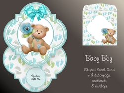 Baby Boy Milestones Shaped Easel Card