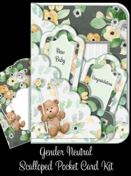 Gender neutral Milestones Scallop Pocket Card Kit with Envelope