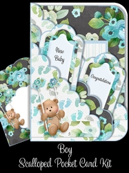 Boy Milestones Scallop Pocket Card Kit with Envelope
