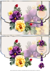 Sorbet Pansies Scalloped Edge Faux Envelope Card Mothers day