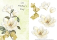 White Magnolias Mothers Day Card Front with Decoupage