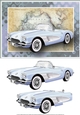 Pastel Blue Vintage Sports Car Card Front