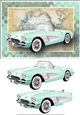 Pastel Mint Green Vintage Sports Car Card Front