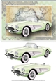 Pastel Lime Green Vintage Sports Car Card Front