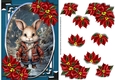 Christmas Rabbit & Poinsettia Card Front 3