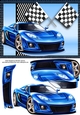 Blue Sports Car Card Front
