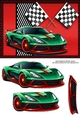 Red & Green Sports Car Card Front
