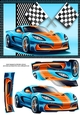 Blue & Orange Sports Car Card Front
