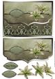 Pretty Lilies Green Grey Fancy Scalloped Edge Envelope Card