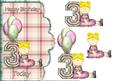 Age 3 Birthday Girl Scalloped Edge Curve Card