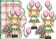 Age 4 Birthday Girl Scalloped Edge Curve Card