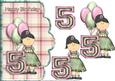 Age 5 Birthday Girl Scalloped Edge Curve Card