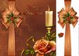 Christmas Candle, Rose and Holly 8 x 8 Topper