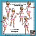 6 50's Waitress Baby Pink Poser Tubes