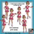 6 50's Waitress Pink Candy Poser Tubes