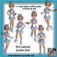 6 50's Waitress Powder Blue Poser Tubes