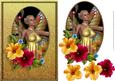 Fairy and Petunias Card Front Golden