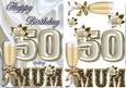 Champagne for Mum 50 Card Front with Decoupage