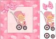 Stroller Baby Girl 8x8 Card Front with Decoupage
