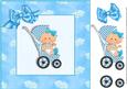 Stroller Baby Boy 8x8 Card Front with Decoupage