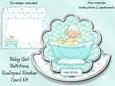 Baby Girl Bathtime Scalloped Rocker Card Kit