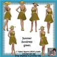 6 Ladies Summer Dress Green