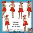 6 Ladies Summer Dress Red & Cream Poser Tubes