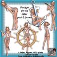 6 Vintage Pin-up Sailor Girl Poser Tubes Pink & Brown