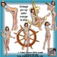 6 Vintage Pin-up Sailor Girl Poser Tubes Orange & Brown