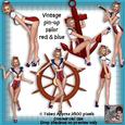 6 Vintage Pin-up Sailor Girl Poser Tubes Red & Blue