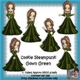 6 Cookie Steampunk Gown in Green Poser Tubes
