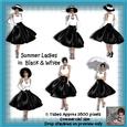 6 Summer Ladies in Black & White Poser Tubes