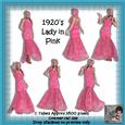 6 1920's Lady in Pink Poser Tubes