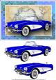Blue Vintage Sports Car Card Front