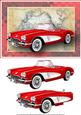 Red Vintage Sports Car Card Front