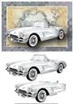 White Vintage Sports Car Card Front
