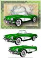 Green Vintage Sports Car Card Front