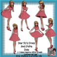 6 50's Star Dress Red Polka Dots Poser Tubes