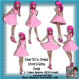 6 50's Star Dress Pink Polka Dots Poser Tubes